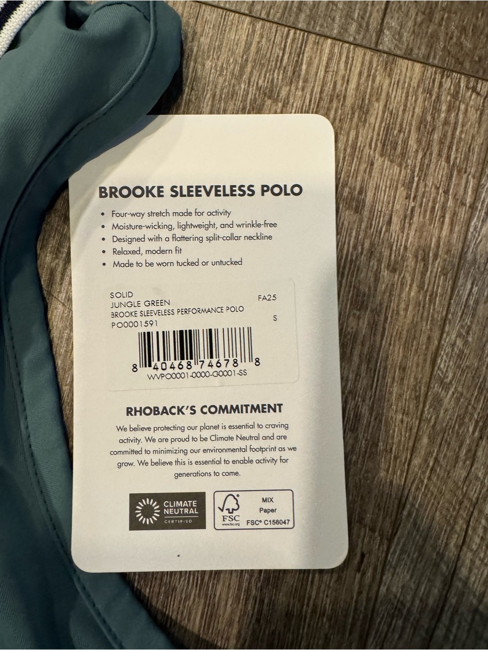 Rhoback Women’s NWT Brooke Sleeveless Polo Jungle Green/size small - Picture 3 of 6